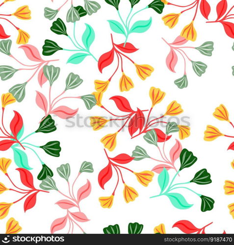 Simple floral ornament seamless pattern. Cute flower wallpaper. Creative plants endless wallpaper. Design for fabric, textile print, wrapping, cover. Vector illustration. Simple floral ornament seamless pattern. Cute flower wallpaper. Creative plants endless wallpaper.