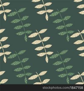 Simple floral seamless pattern on green background. Nature organic wallpaper. Botany texture. Decorative ornament. Design for fabric, textile print, wrapping, cover. Vector illustration.. Simple floral seamless pattern on green background. Nature organic wallpaper.