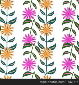 Simple flower seamless pattern. Elegant botanical background. Abstract floral wallpaper. Decorative forest flowers endless wallpaper. Design for fabric, textile print, wrapping, cover. Vector. Simple flower seamless pattern. Elegant botanical background. Abstract floral wallpaper.