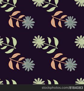 Simple flower seamless pattern. Elegant botanical background. Abstract floral wallpaper. Decorative forest flowers endless wallpaper. Design for fabric, textile print, wrapping, cover. Vector. Simple flower seamless pattern. Elegant botanical background. Abstract floral wallpaper.