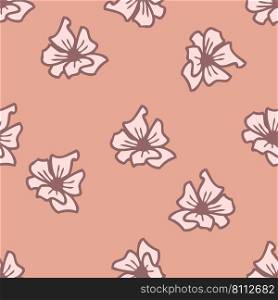 Simple flowers seamless pattern in 1970s style. Perfect for T-shirt, textile and print. Nature doodle vector illustration for decor and design.