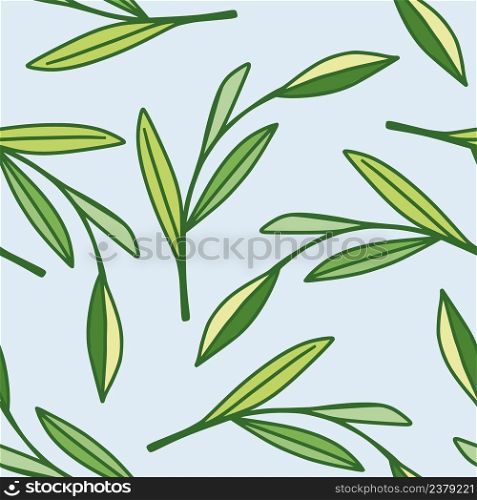 Simple foliage seamless pattern. Delicate leaf and branches ornament. Twigs and branches endless wallpaper. Vintage floral elements background. Design for fabric, textile print, wrapping, cover. Simple foliage seamless pattern. Delicate leaf and branches ornament.