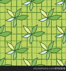 Simple foliage seamless pattern. Doodle leaves wallpaper. Botanical elements background. Leaf ornament. Design for fabric, textile print, surface, wrapping, card. Vector illustration. Simple foliage seamless pattern. Doodle leaves wallpaper. Botanical elements background.