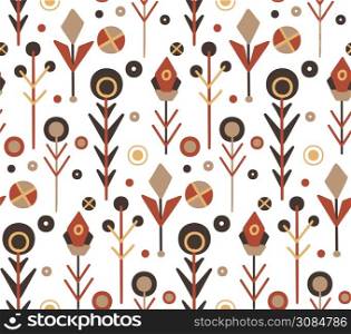 Simple folk pattern with flat flowers and dots on a white background. Geometric native natural background. Vector texture for fabrics, wallpapers and your creativity.. Simple folk pattern with flat flowers and dots on a white background. Geometric native natural background. Vector texture