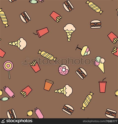 Simple Food and Drink Icon Seamless Pattern Background. Vector Illustration. Simple Food and Drink Icon Seamless Pattern Background. Vector Illustration EPS10