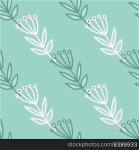 Simple forest berry seamless pattern. Hand drawn cute floral wallpaper. Doodle plants endless backdrop. Design for fabric, textile print, wrapping paper, cover. vector illustration. Simple forest berry seamless pattern. Hand drawn cute floral wallpaper.