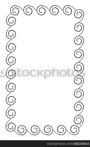 Simple frame with curved swirles rectangular shape isolated on white background. Empty photo framework vector illustration. Framing for photos, interior decoration, documents and certificates. Simple Frame with Curved Swirles Rectangular Shape
