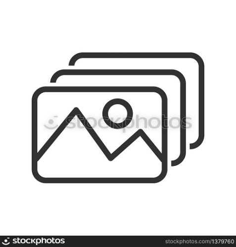 simple gallery or album icon with photos or images. Simple stock design isolated on a white background for websites and apps, empty outline.
