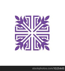 simple geometric flower with square lines color vector concept