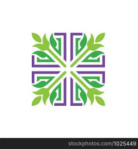 simple geometric flower with square lines color vector concept