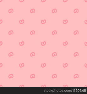 Simple geometric hearts seamless pattern on pink background. Valentines Day backdrop. Design for fabric, textile print, wrapping paper. Vector illustration. Simple geometric hearts seamless pattern on pink background.