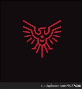 simple geometric phoenix logo concept, flying eagle with star vector illustration