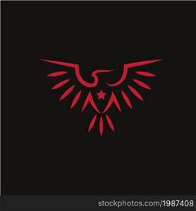 simple geometric phoenix logo concept, flying eagle with star vector illustration