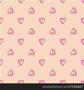 Simple geometric pink hearts seamless pattern. Valentines Day backdrop. Design for fabric, textile print, wrapping paper. Vector illustration. Simple geometric pink hearts seamless pattern. Valentines Day backdrop.