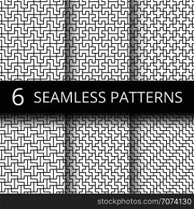 Simple geometric vector abstract seamless patterns. Monochrome geometrical wallpaper repeating prints. Set of seamless pattern monochrome geometric line illustration. Simple geometric vector abstract seamless patterns. Monochrome geometrical wallpaper repeating prints