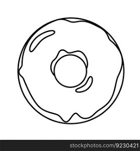 Simple glazed doughnut line doodle drawing. Monochrome vector illustration isolated on white background.