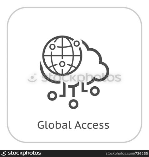 Simple Global Access Vector Line Icon with Globe symbol.. Simple Global Access Vector Icon