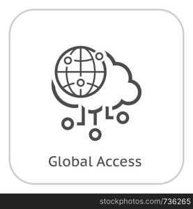 Simple Global Access Vector Line Icon with Globe symbol.. Simple Global Access Vector Icon