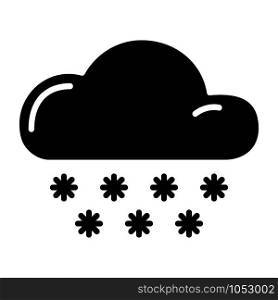 Simple glyph icon - weather or forecast sing with black silhouette cloud and snow or snowflakes, overcast winter day, meteorology isolated pictogram on white background, vector symbol for web and app. Weather Glyph Icons