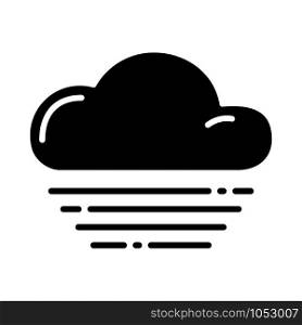 Simple glyph icon - weather or forecast sing with black silhouette cloud and fog or mist, single isolated icon on white background, vector signs for web, app. Weather Glyph Icons