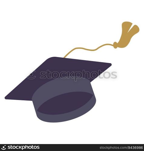 Simple graduation cap. Academic cap. University education hat illustration. Graduation concept symbol icon. Vector Illustration