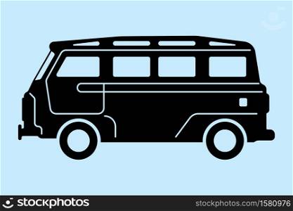 simple graphic of a food truck. background. van silhouette