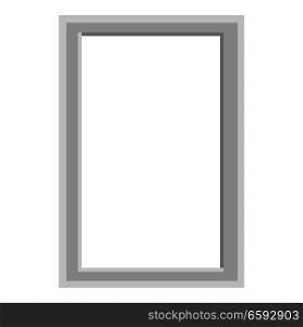 Simple grey frame isolated on white background. Minimalistic empty framework vector illustration. Square plain framing for photographs. Small interior decoration for nice and cozy atmosphere.. Simple Grey Square Frame Isolated Illustration