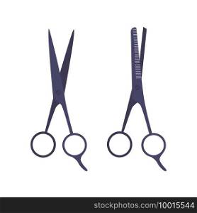Simple hair scissors. Tools for a hairdressing salon and barbershop, hair care, accessories. Vector illustration isolated on white background.