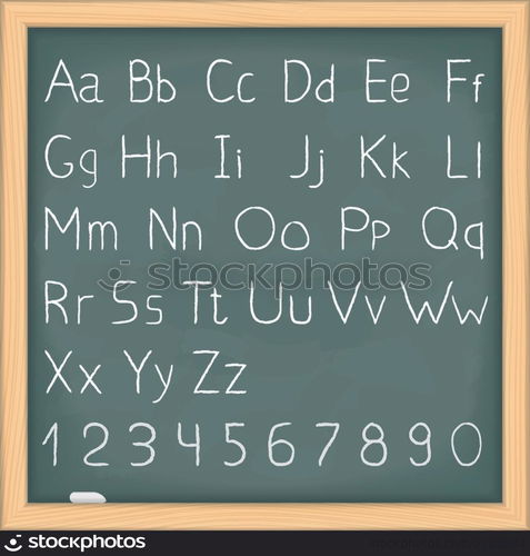 Simple hand drawn alphabet on blackboard