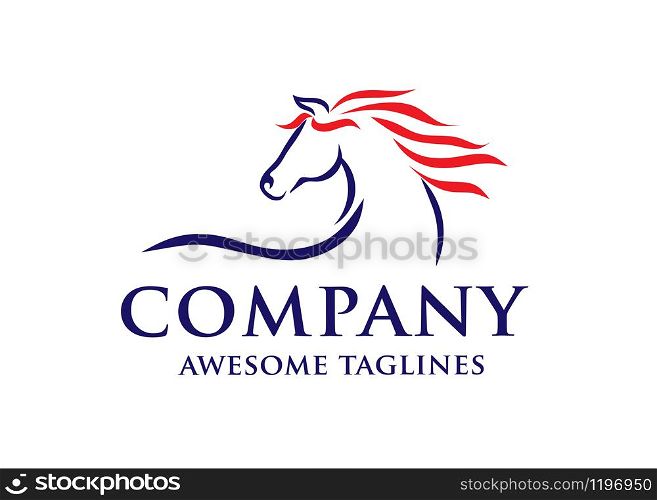 simple horse sketch racing logo template, equestrian logo vector