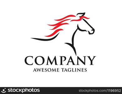 simple horse sketch racing logo template, equestrian logo vector