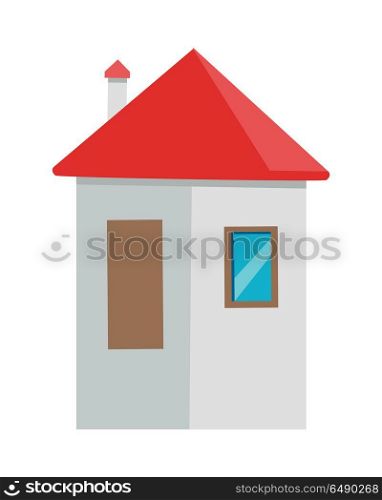 Simple house vector illustration in flat style. Cottage picture for estate, building concepts, web, app icons, infographics, logotype design. Isolated on white background. . House Vector Illustration In Flat Design.. House Vector Illustration In Flat Design.