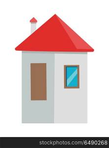 Simple house vector illustration in flat style. Cottage picture for estate, building concepts, web, app icons, infographics, logotype design. Isolated on white background. . House Vector Illustration In Flat Design.. House Vector Illustration In Flat Design.