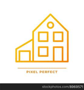 Simple house with garage pixel perfect gradient linear vector icon. Two story home. Real estate. Detached building. Thin line color symbol. Modern style pictogram. Vector isolated outline drawing. Simple house with garage pixel perfect gradient linear vector icon