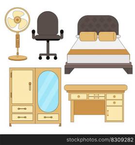 Simple household equipment element collection in flat illustration, this element will create a fresh atmosphere, simple cute fun and elegant vector design.