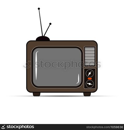 simple icon of a CRT TV. Flat design.