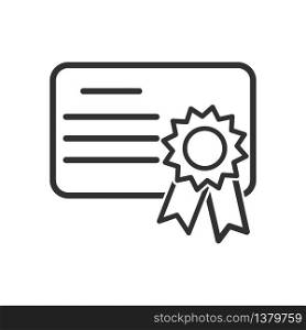 simple icon of a diploma or certificate. Simple stock design isolated on a white background for websites and apps, empty outline.