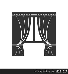 simple icon of a window with a curtain. Simple flat design for websites and apps