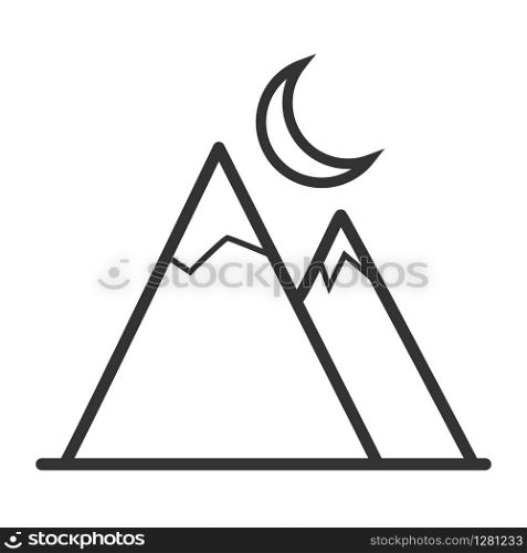 simple icon of the mountains and the Crescent. Simple flat design for websites and apps