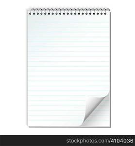 Simple illustrated spiral bound note pad with blue lines