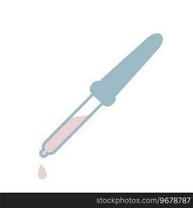 Simple Illustration of pipette with a drop. Symbol of laboratory analysis, the medical and pharmaceutical industries. Isolated vector element