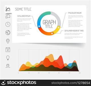 Simple infographic dashboard template with flat design graphs and charts - light version