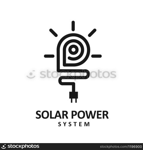 simple initial letter p as Sun solar energy logo design template. solar tech logo designs