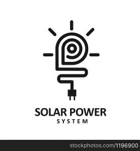 simple initial letter p as Sun solar energy logo design template. solar tech logo designs