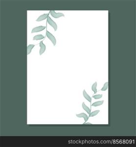 Simple leafy botanical frame. Watercolor foliage decoration rectangular shape. Rim with branches with leaves vector illustration. Simple leafy botanical frame