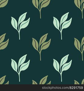 Simple leaves Seamless pattern. Decorative forest leaf endless wallpaper. Organic background. Design for fabric, textile print, wrapping, cover. Vector illustration.. Simple leaves Seamless pattern. Decorative forest leaf endless wallpaper. Organic background.