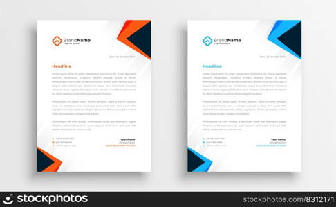 simple letterhead design set of two in geometric style