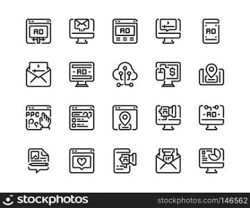 Simple line icon set of Digital and Online marketing for website mobile app and more .Editable Stroke.