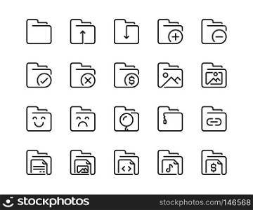  Simple line icon set of Folder and Document for website mobile app and more .Editable Stroke.