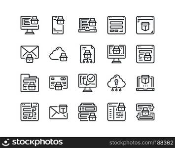 Simple line icon set of Online Security for website mobile app and more .Editable Stroke. 